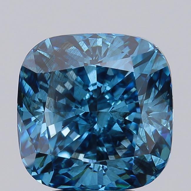 5.07 Ct. Fancy Vivid  Blue Cushion Lab Grown Diamond