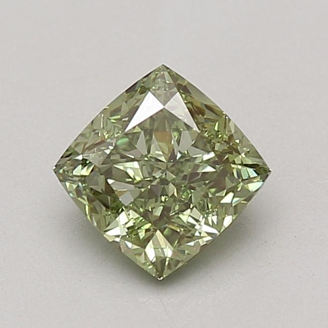 1.33 Ct. Fancy Vivid Green Cushion Lab Grown Diamond