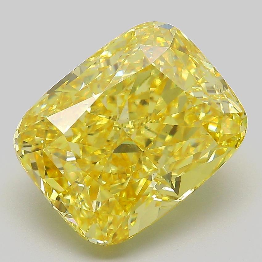 7.72 Ct. Fancy Vivid Yellow Cushion Lab Grown Diamond