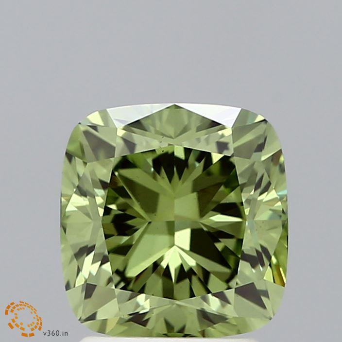 2.28 Ct. Fancy Vivid  Green Cushion Lab Grown Diamond