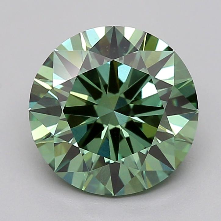 1.53 Ct. Fancy Vivid  Green Round Lab Grown Diamond