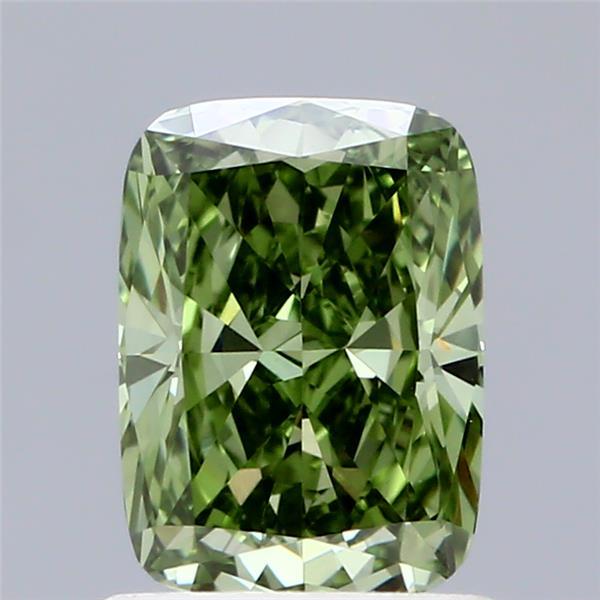 1.07 Ct. Fancy Vivid Green Cushion Lab Grown Diamond