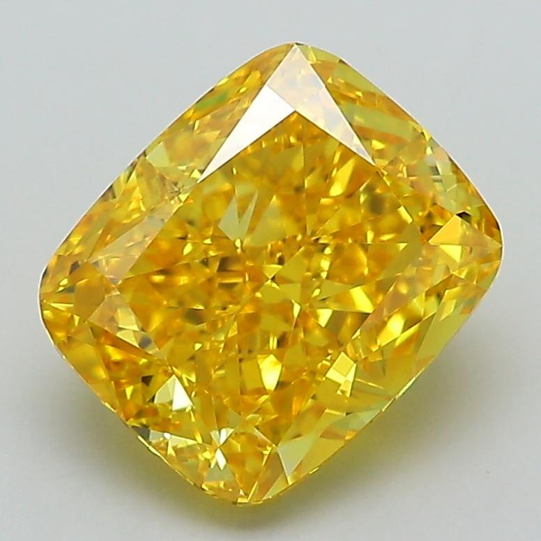 2.67 Ct. Fancy Vivid Yellow Cushion Lab Grown Diamond