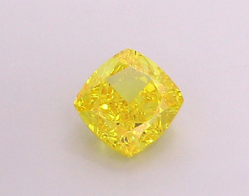 1.58 Ct. Fancy Vivid Yellow Cushion Lab Grown Diamond