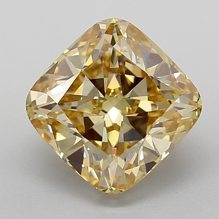 4.55 Ct. Fancy Vivid  Yellow Cushion Lab Grown Diamond