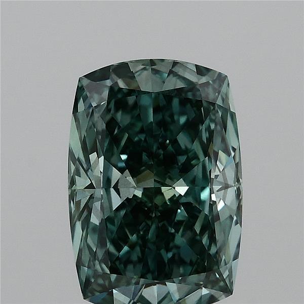 3.05 Ct. Fancy Vivid  Green Cushion Lab Grown Diamond