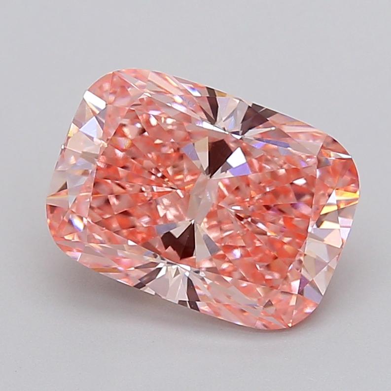 4.02 Ct. Fancy Vivid  Pink Cushion Lab Grown Diamond