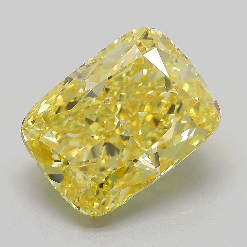 8.10 Ct. Fancy Vivid  Yellow Cushion Lab Grown Diamond