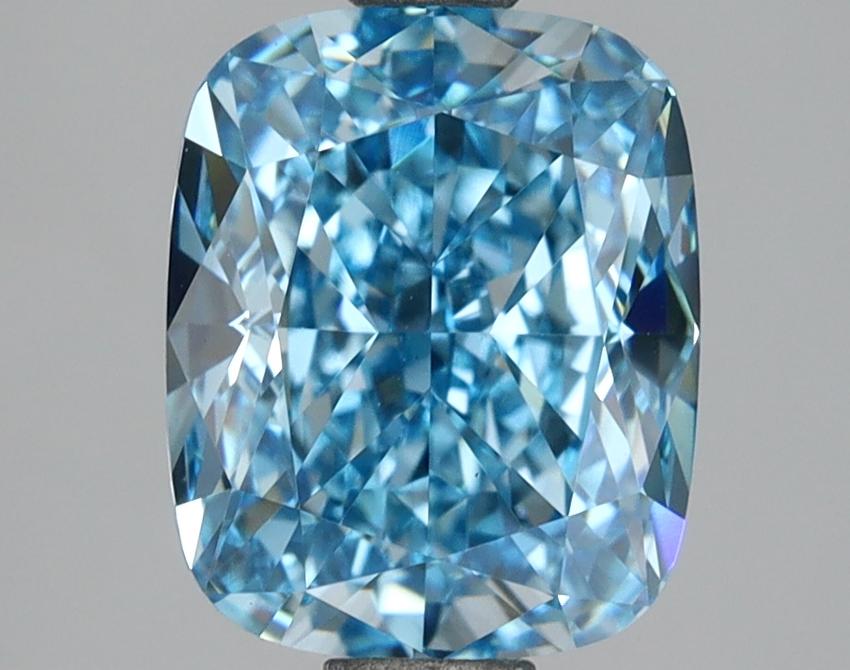 3.53 Ct. Fancy Vivid Blue Cushion Lab Grown Diamond