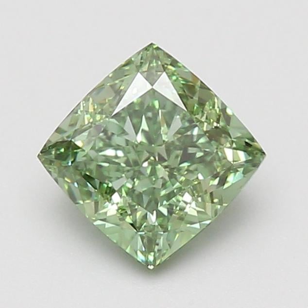 1.53 Ct. Fancy Vivid Green Cushion Lab Grown Diamond