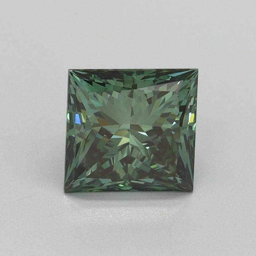 1.30 Ct. Fancy Vivid Green Princess Lab Grown Diamond