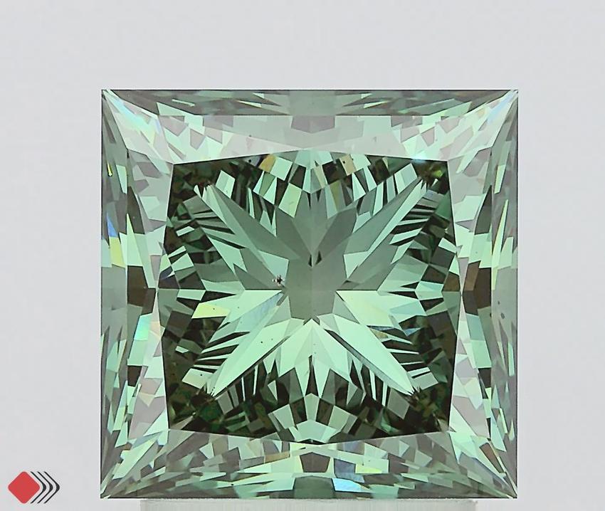 2.97 Ct. Fancy Vivid Green Princess Lab Grown Diamond