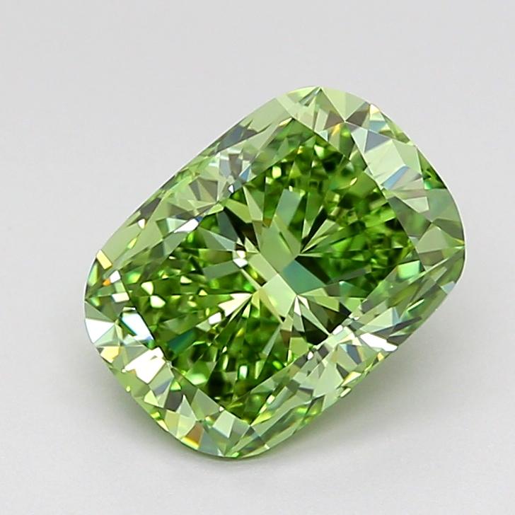 1.95 Ct. Fancy Vivid Green Cushion Lab Grown Diamond