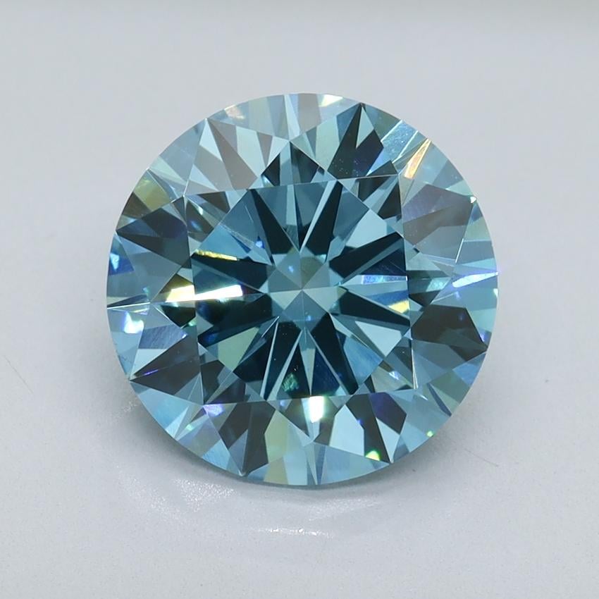 3.32 Ct. Fancy Vivid Malibu Blue Round Lab Grown Diamond