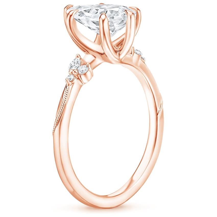 14K Rose Gold Camellia Diamond Ring, large side view
