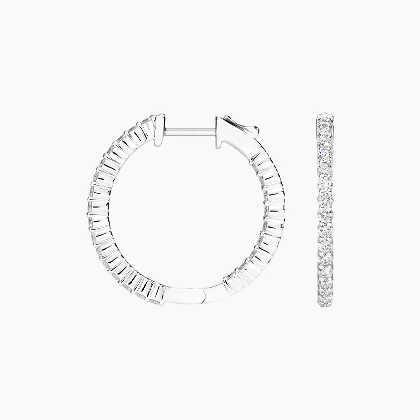 14K White Gold Inside Out Lab Diamond Hoops Bliss Brilliant Earth