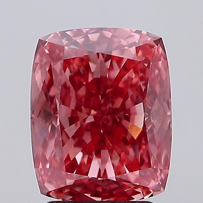 3.02 Ct. Fancy Vivid Pink Cushion Lab Grown Diamond