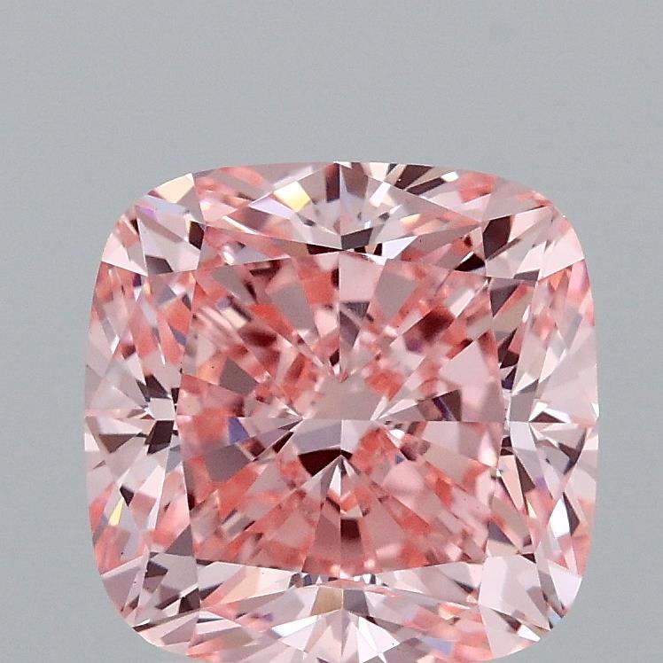3.04 Ct. Fancy Vivid Pink Cushion Lab Grown Diamond