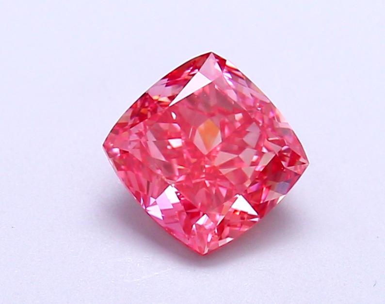 1.23 Ct. Fancy Vivid Pink Cushion Lab Grown Diamond
