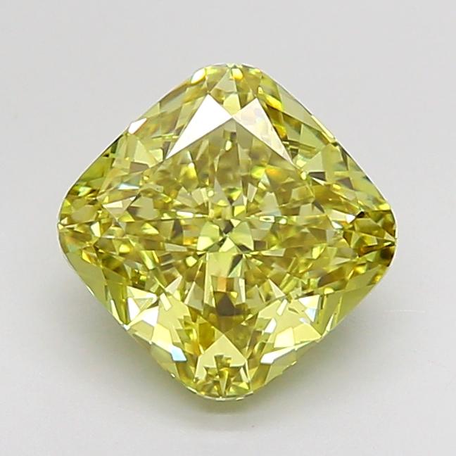 3.08 Ct. Fancy Intense  Yellow Cushion Lab Grown Diamond