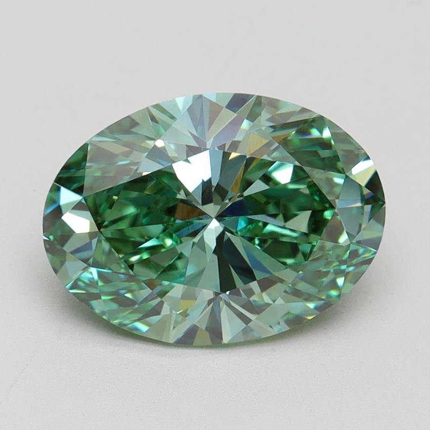3.01 Ct. Fancy Vivid Green Oval Lab Grown Diamond