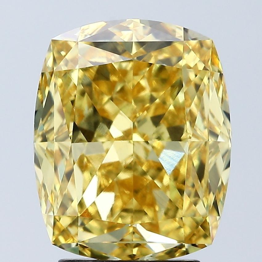 4.06 Ct. Fancy Vivid Yellow Cushion Lab Grown Diamond