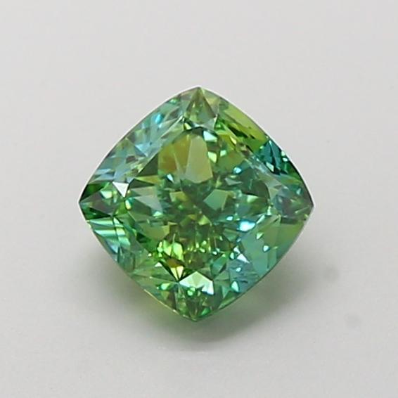 1.07 Ct. Fancy Vivid Green Cushion Lab Grown Diamond