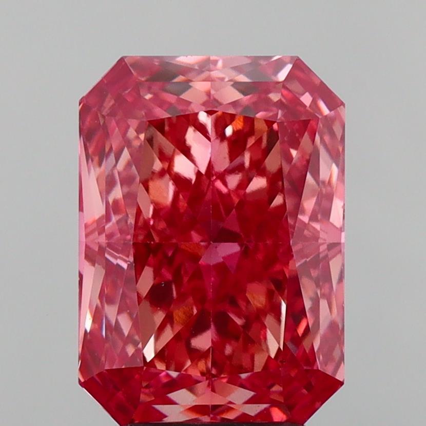 3.08 Ct. Fancy Vivid  Pink Radiant Lab Grown Diamond