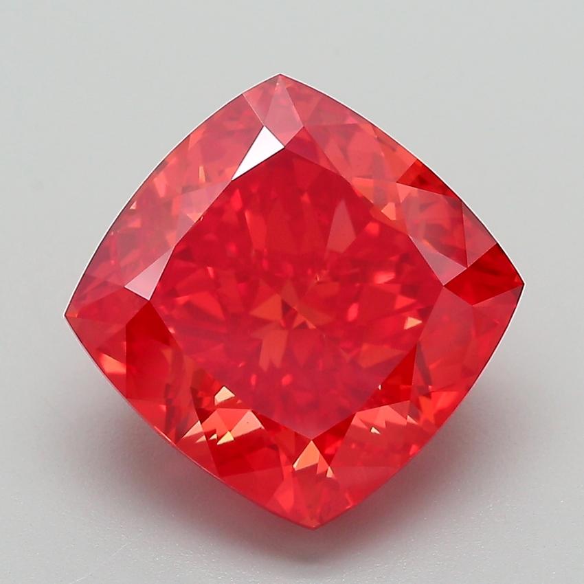 6.21 Ct. Fancy Vivid Red Cushion Lab Grown Diamond