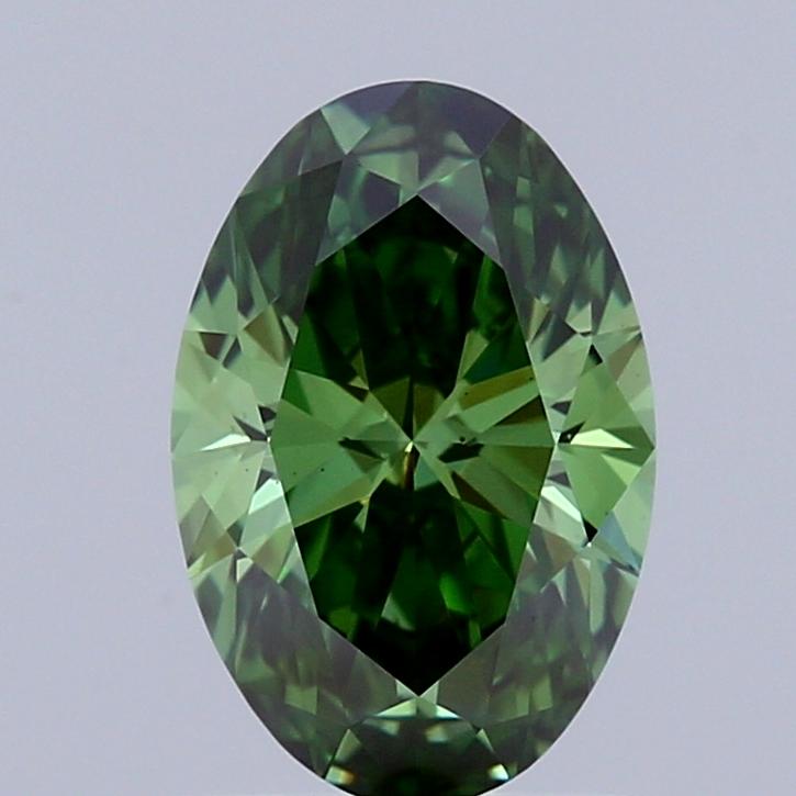 1.00 Ct. Fancy Vivid Green Oval Lab Grown Diamond