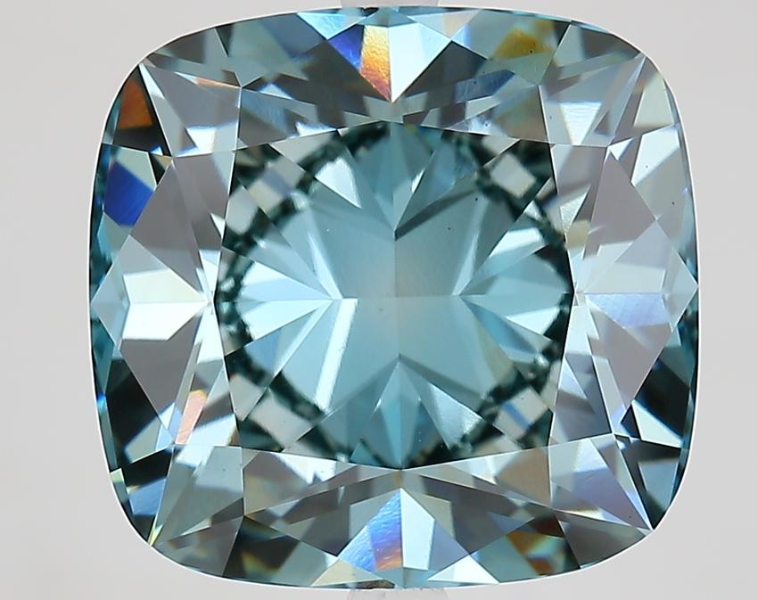 10.65 Ct. Fancy Vivid Greenish Blue Cushion Lab Grown Diamond