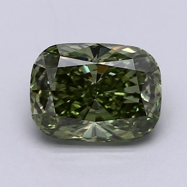 1.54 Ct. Fancy Vivid  Green Cushion Lab Grown Diamond