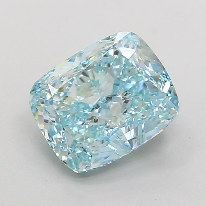 3.04 Ct. Fancy Intense Bluish Green Cushion Lab Grown Diamond