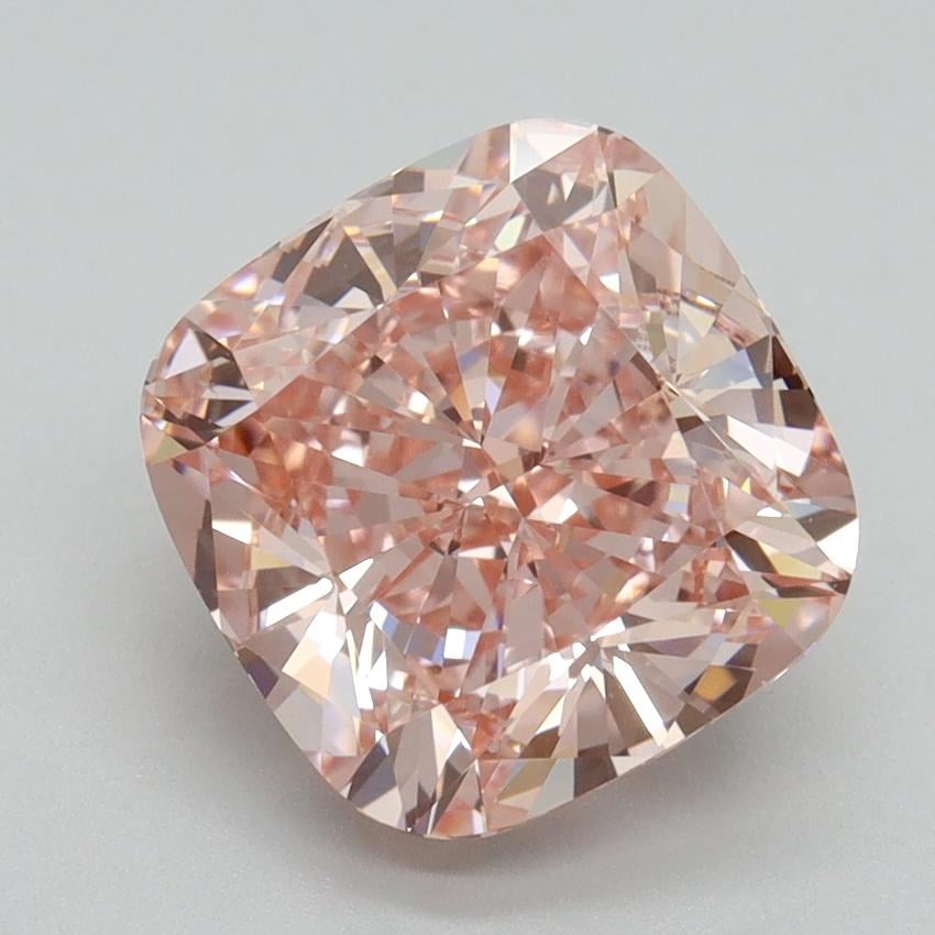 4.03 Ct. Fancy Vivid Pink Cushion Lab Grown Diamond