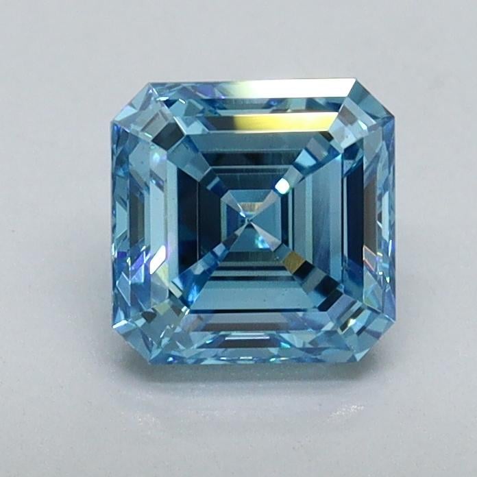 1.03 Ct. Fancy Vivid Malibu Blue Asscher Lab Grown Diamond