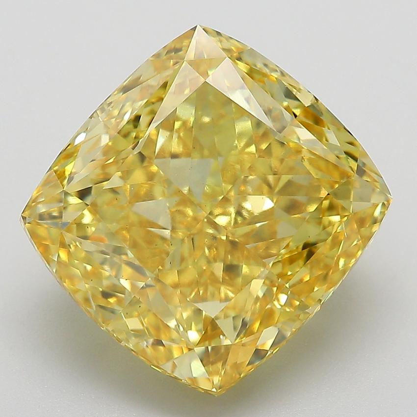 10.02 Ct. Fancy Vivid  Yellow Cushion Lab Grown Diamond