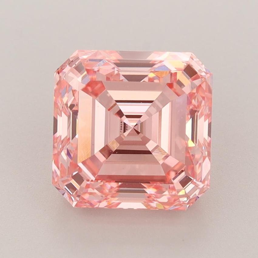 3.39 Ct. Fancy Vivid Pink Asscher Lab Grown Diamond
