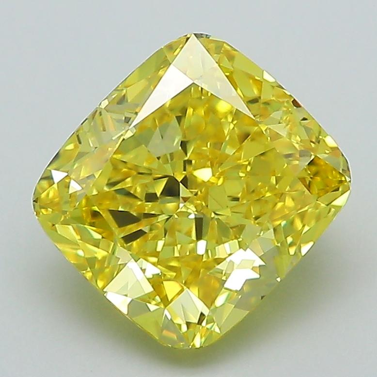 2.64 Ct. Fancy Vivid Yellow Cushion Lab Grown Diamond