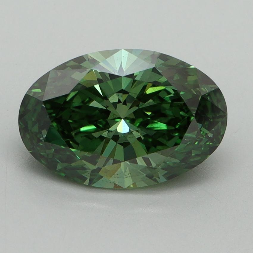 2.18 Ct. Fancy Vivid Green Oval Lab Grown Diamond