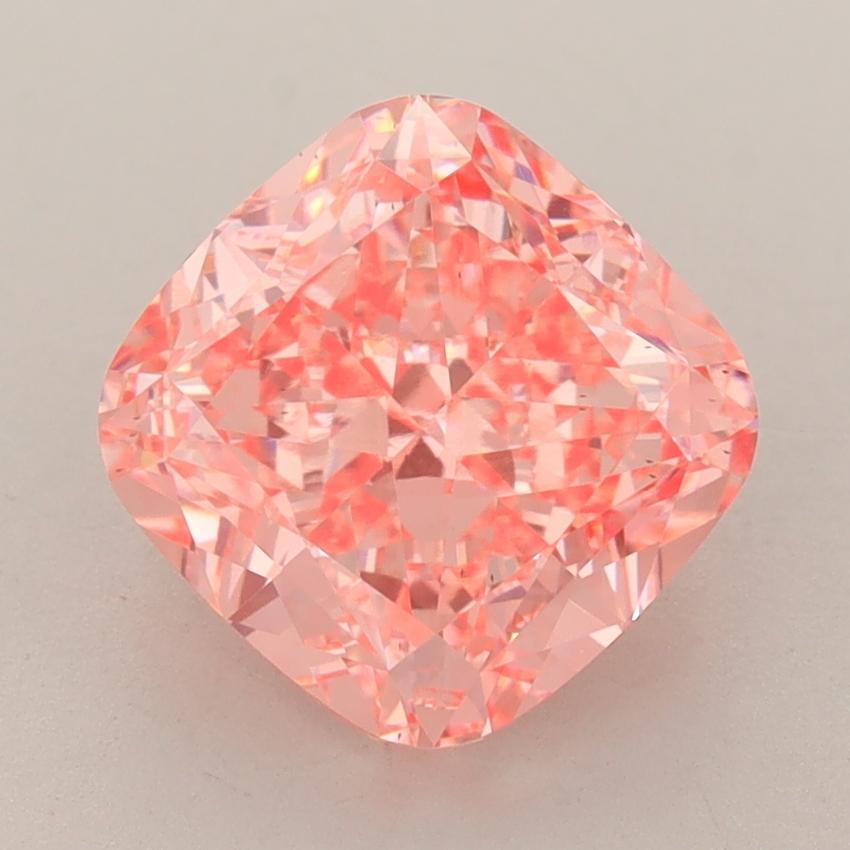 3.04 Ct. Fancy Vivid  Pink Cushion Lab Grown Diamond