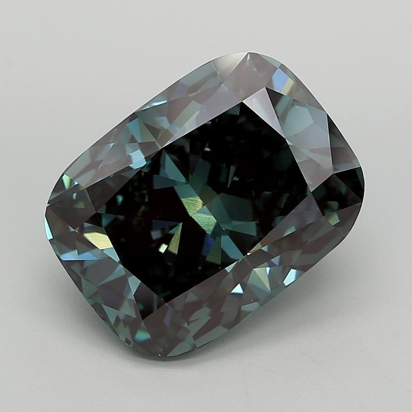 11.33 Ct. Fancy Deep  Green Cushion Lab Grown Diamond