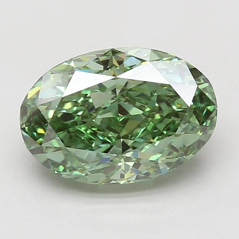 4.06 Ct. Fancy Vivid Green Oval Lab Grown Diamond