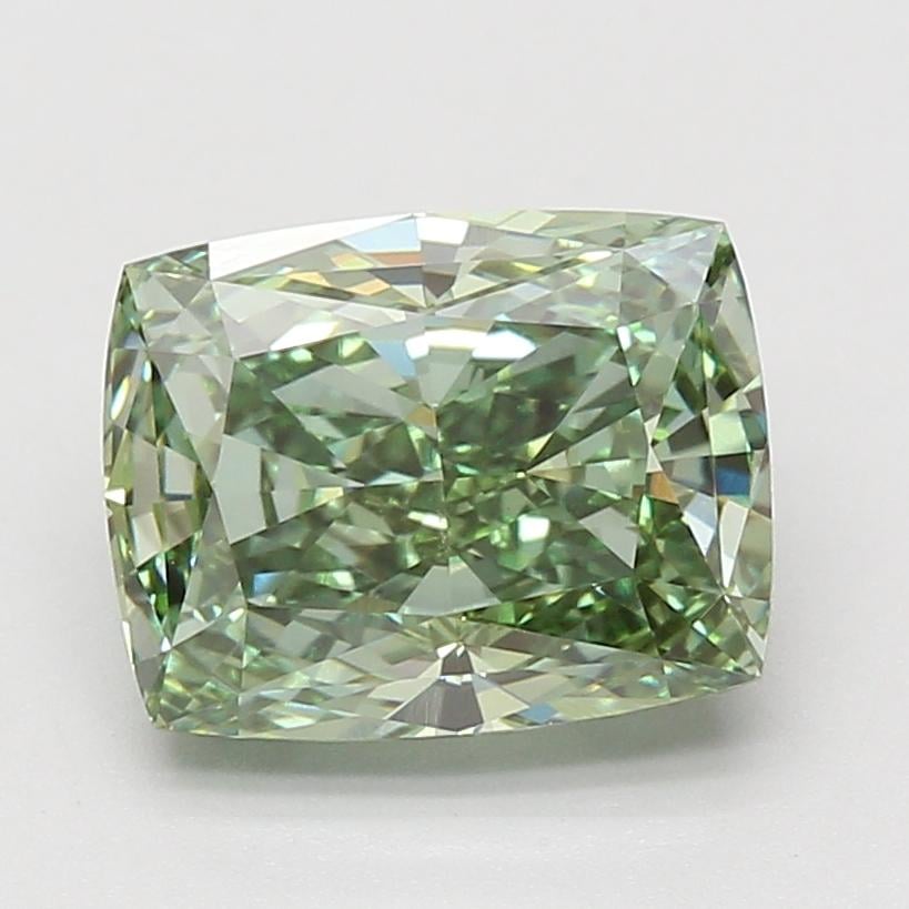 4.10 Ct. Fancy Vivid Green Cushion Lab Grown Diamond