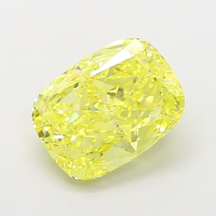 4.07 Ct. Fancy Vivid  Yellow Cushion Lab Grown Diamond