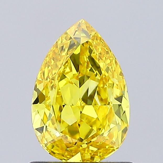 0.90 Ct. Fancy Vivid Yellow Pear Lab Grown Diamond