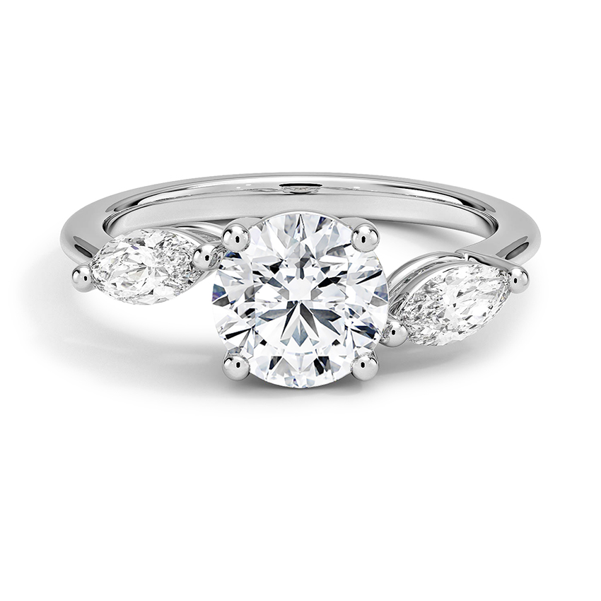 Custom Asymmetrical Three Stone Marquise Diamond Ring