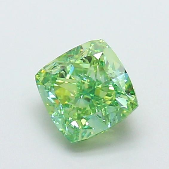 1.53 Ct. Fancy Vivid Green Cushion Lab Grown Diamond