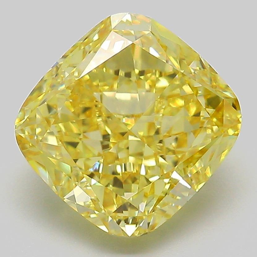 4.04 Ct. Fancy Intense  Yellow Cushion Lab Grown Diamond