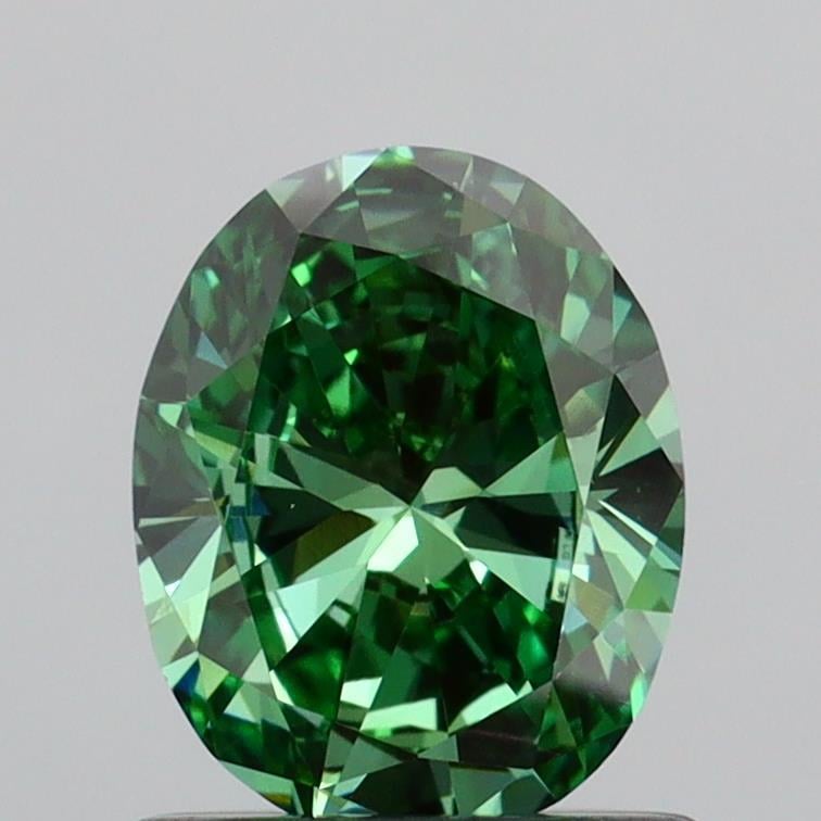 0.80 Ct. Fancy Vivid Green Oval Lab Grown Diamond