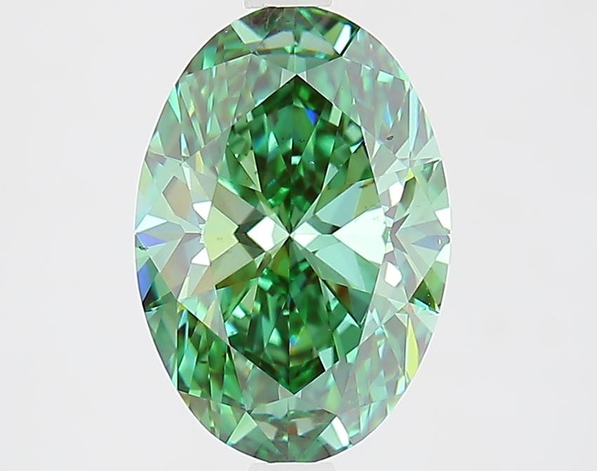 2.51 Ct. Fancy Vivid Green Oval Lab Grown Diamond